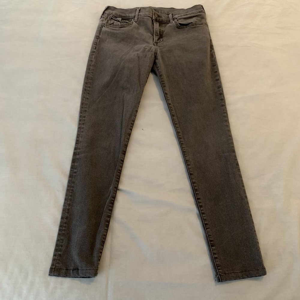 True Religion Halle Jeans Womens 29 Gray Charcoal Mid Rise‎ Super Skinny Denim